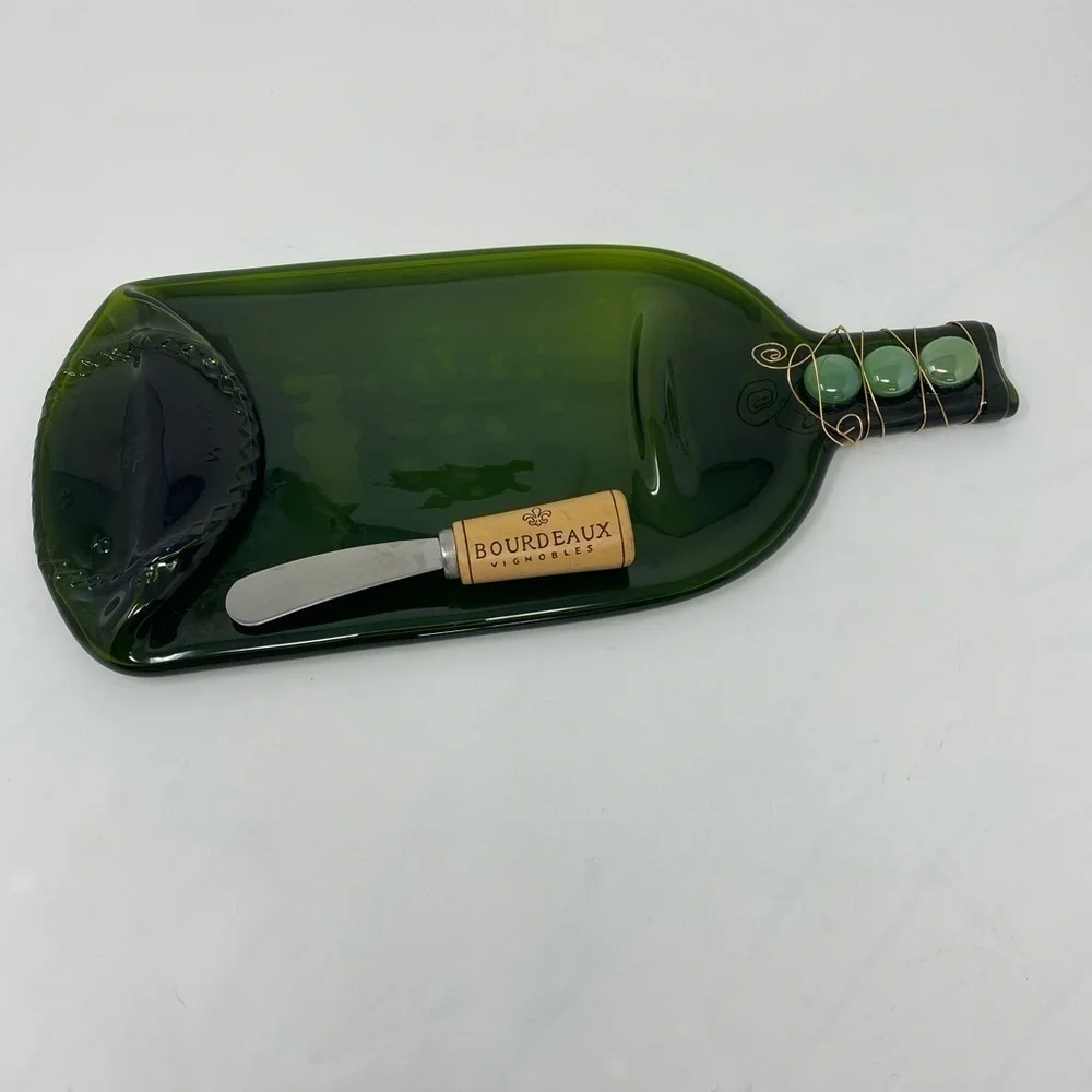 NEW - Handmade Wine Bottle Charcuterie Board Set
